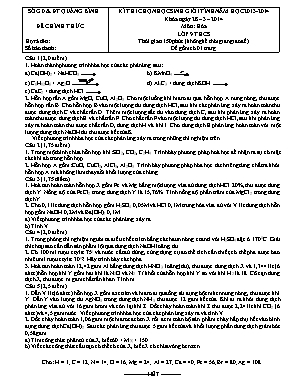 Đề thi chọn học sinh giỏi tỉnh môn Hóa học Lớp 9 - Năm học 2013-2014 - Sở giáo dục và đào tạo Quảng Bình